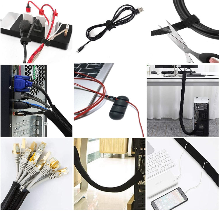 5 In 1  Cord Management Organizer Kit Cable Sleeve With Zipper Cable Clip - Cable Organizer by PMC Jewellery | Online Shopping South Africa | PMC Jewellery | Buy Now Pay Later Mobicred