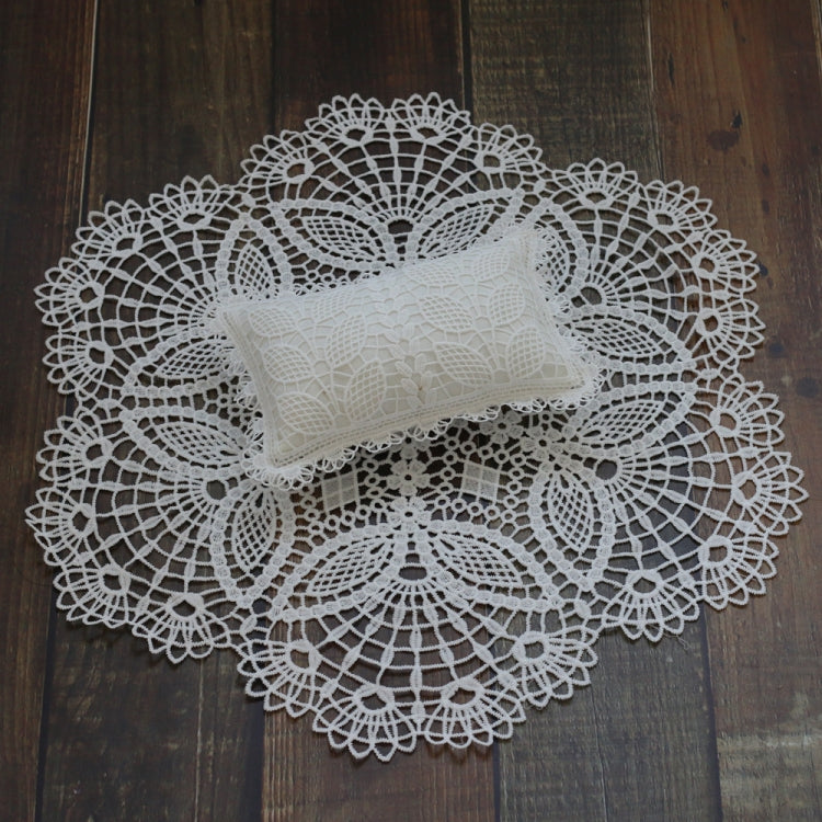 Hollow Lace Round Blanket + Pillow Suit Baby Photography Props(White) - free shipping - PMC TechLife - Order now!