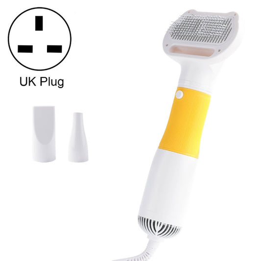 3 in 1 600W Pet Electric High Wind Hair Removal Blowing Combs, Specification: UK Plug 220-240V(Yellow) - Brushes & Combs by PMC Jewellery | Online Shopping South Africa | PMC Jewellery | Buy Now Pay Later Mobicred