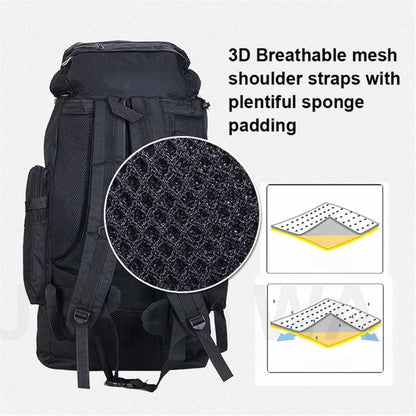 90L+10L  Multifunctional Outdoor Large Capacity Waterproof Nylon Hiking Bag(Black) - Backpacks by PMC Jewellery | Online Shopping South Africa | PMC Jewellery