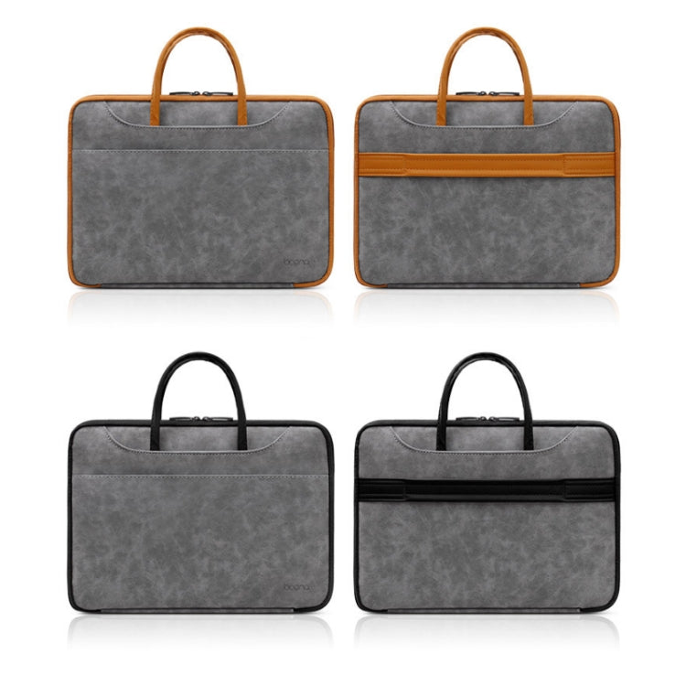 Baona Leather Fully Open Portable Waterproof Computer Bag, Size: 15/15.6/16 inches(Gray Brown) - free shipping - PMC Jewellery - Order now!