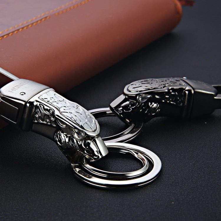 HONEST Metal Car Keychain Leopard Head Key Chain Pendant(Basic Black Nickel) - Key Rings by HONEST | Online Shopping South Africa | PMC TechLife | Buy Now Pay Later Mobicred