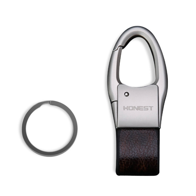 HONEST Leather Car Keychain Simple Circle Ring Pendant Keychain(Sand Gold) - Key Rings by HONEST | Online Shopping South Africa | PMC TechLife