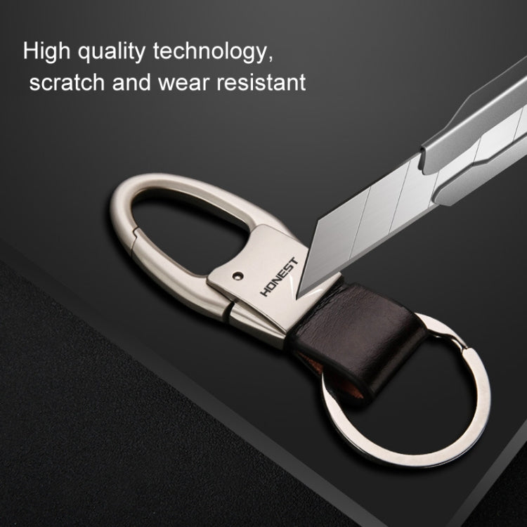 HONEST Leather Car Keychain Simple Circle Ring Pendant Keychain(Sand Gold) - Key Rings by HONEST | Online Shopping South Africa | PMC TechLife