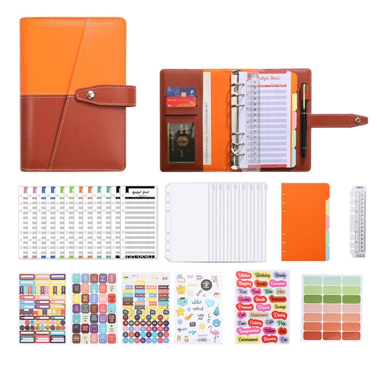 A6 YMX-012 PU Leather Budget Binder Notebook Macaron Color Matching Handbook(Orange+Brown) - Notebooks by PMc TechLife | Online Shopping South Africa | PMc TechLife | Buy Now Pay Later Mobicred