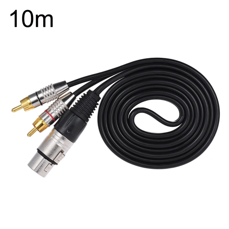 XLR Female To 2RCA Male Plug Stereo Audio Cable, Length: 10m - Microphone Audio Cable & Connector by PMC TechLife | Online Shopping South Africa | PMC TechLife | Buy Now Pay Later Mobicred