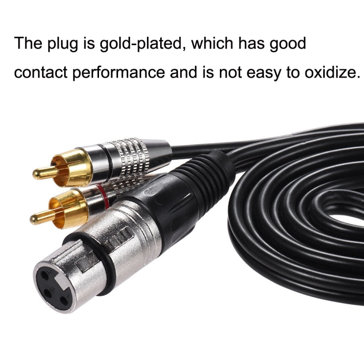 XLR Female To 2RCA Male Plug Stereo Audio Cable, Length: 10m - Microphone Audio Cable & Connector by PMC TechLife | Online Shopping South Africa | PMC TechLife | Buy Now Pay Later Mobicred