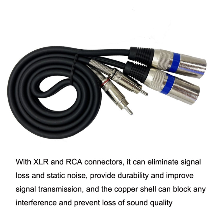 2RCA Male 2XLR Caron Male Speaker Audio Balance Cable, Length: 5m - Microphone Audio Cable & Connector by PMC Jewellery | Online Shopping South Africa | PMC Jewellery | Buy Now Pay Later Mobicred