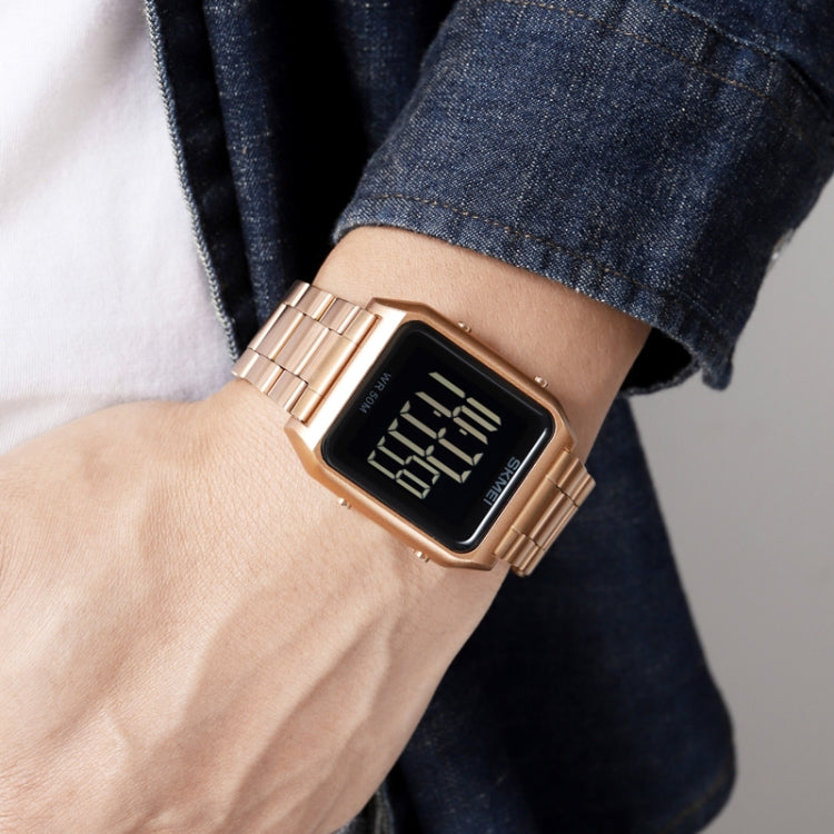 SKMEI 1879 Square Large Screen Men Steel Belt Multi-function EL Luminous Watch, Color: Silver - free shipping - PMC TechLife - Order now!