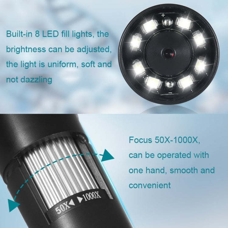 50X-1000X Wireless WIFI Connection LED Light Portable Digital Microscope, Specification: W05-B - free shipping - PMC Jewellery - Order now!