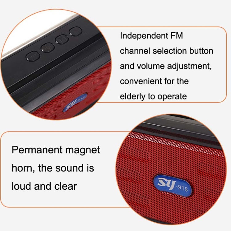 BAIJIALI SY-918 Solar Emergency Radio Read U Disk Large Volume Speaker LED Light Portable Player(Red) - Radio Player by BAIJIALI | Online Shopping South Africa | PMC Jewellery | Buy Now Pay Later Mobicred