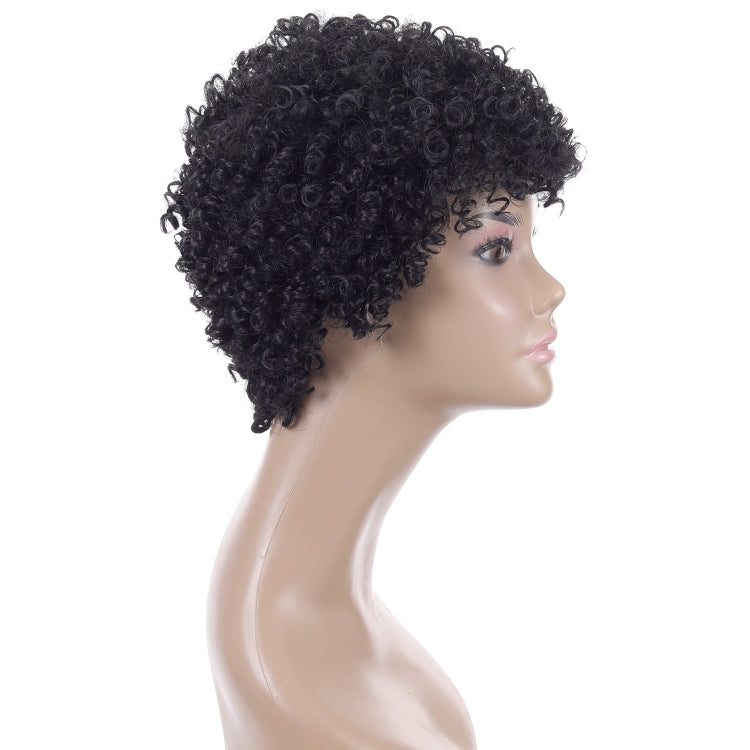 WIG-T003 Ladies High Temperature Silk Short Curly Wig Elastic Mesh Headgear(Black) - free shipping - PMC TechLife - Order now!