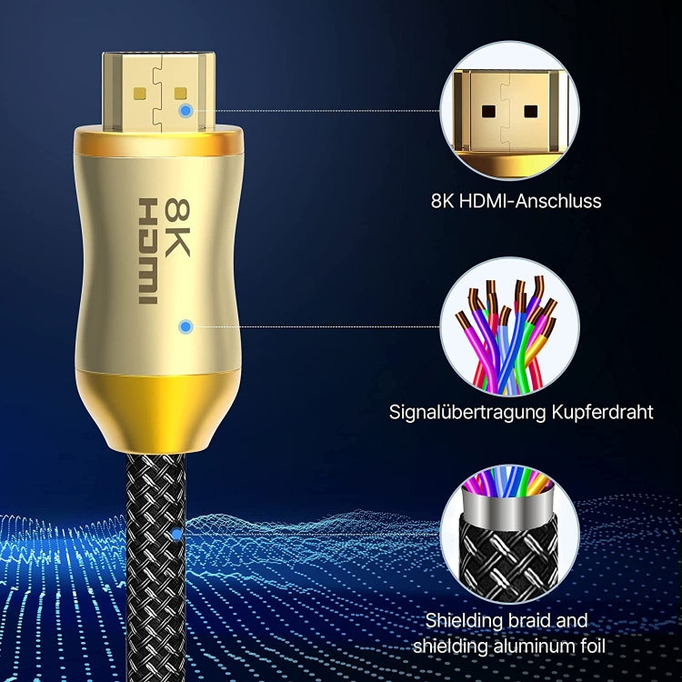 CO-HD801 3m HDMI 2.1 Version 8K 60Hz For PS4 Cable Projector Notebook Set-Top Box Cable(Gold) - Cable by PMC TechLife | Online Shopping South Africa | PMC TechLife | Buy Now Pay Later Mobicred