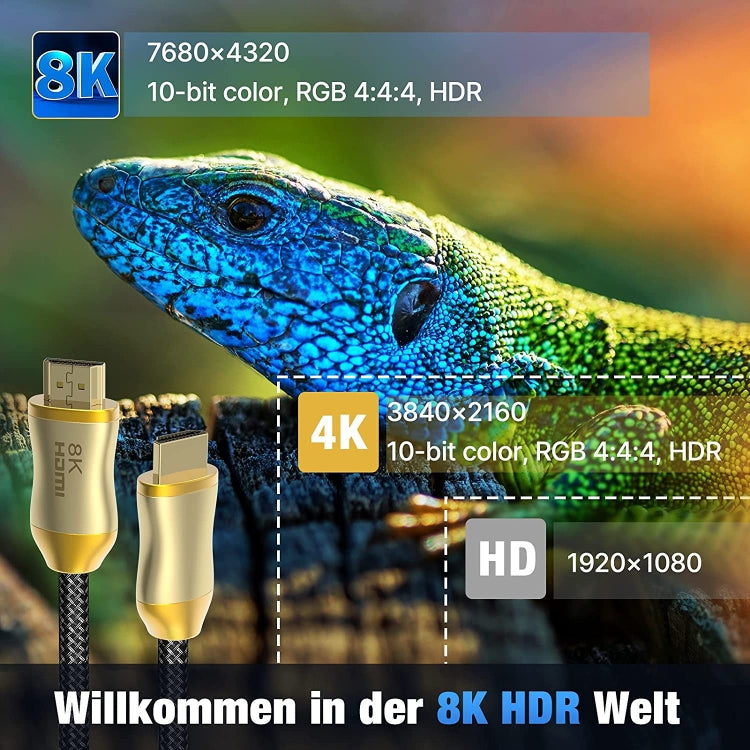 CO-HD801 3m HDMI 2.1 Version 8K 60Hz For PS4 Cable Projector Notebook Set-Top Box Cable(Gold) - Cable by PMC TechLife | Online Shopping South Africa | PMC TechLife | Buy Now Pay Later Mobicred
