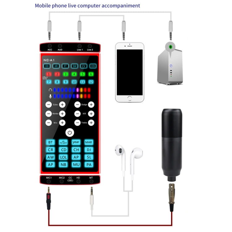 NC-A1 Bluetooth 5.0 Sound Card 12 Kinds Of Sound Effects Support Real-Time Monitoring - Live Sound Effects Processors by PMC Jewellery | Online Shopping South Africa | PMC Jewellery | Buy Now Pay Later Mobicred