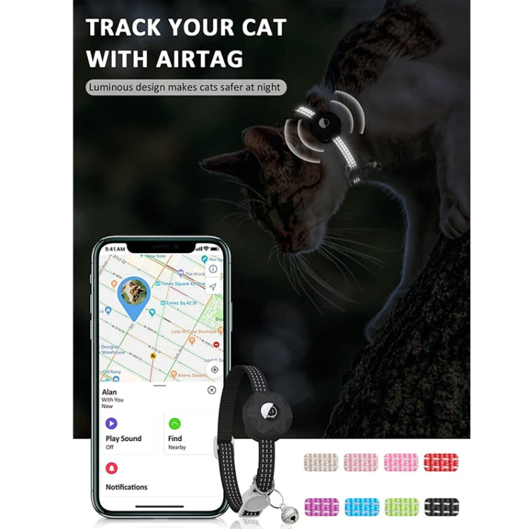 For AirTag Tracker Silicone Case Reflective Pet Cat Collar With Bell(Luminous Pink) - Pet Series by PMC TechLife | Online Shopping South Africa | PMC TechLife