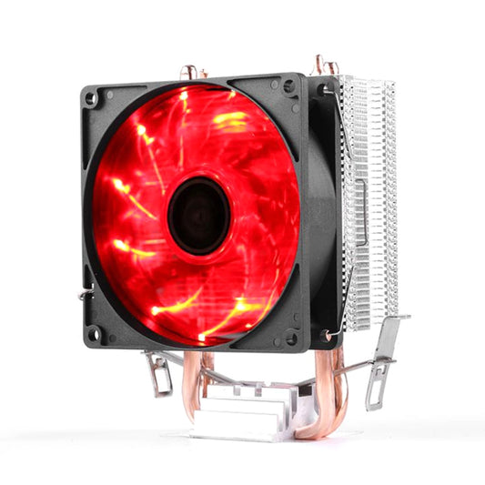 Desktop Computer Double Copper Tube CPU Radiator Super Quiet Red Light 3-pin Single Fan - Fan Cooling by PMC Jewellery | Online Shopping South Africa | PMC Jewellery | Buy Now Pay Later Mobicred