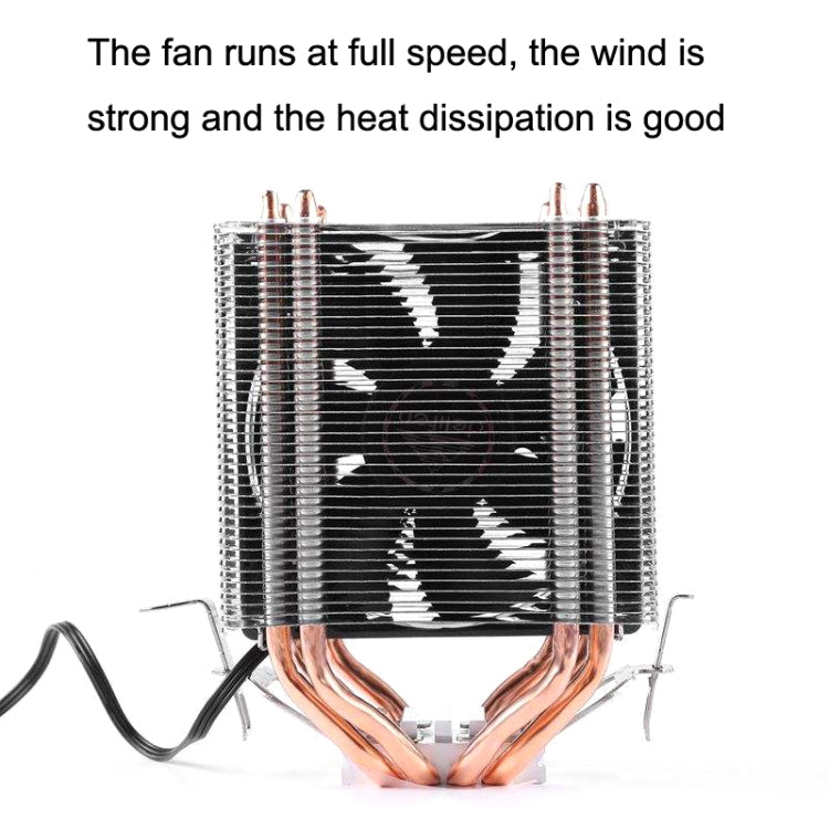 Desktop Computer Double Copper Tube CPU Radiator Super Quiet Color Light 3-pin Single Fan - Fan Cooling by PMC TechLife | Online Shopping South Africa | PMC TechLife | Buy Now Pay Later Mobicred