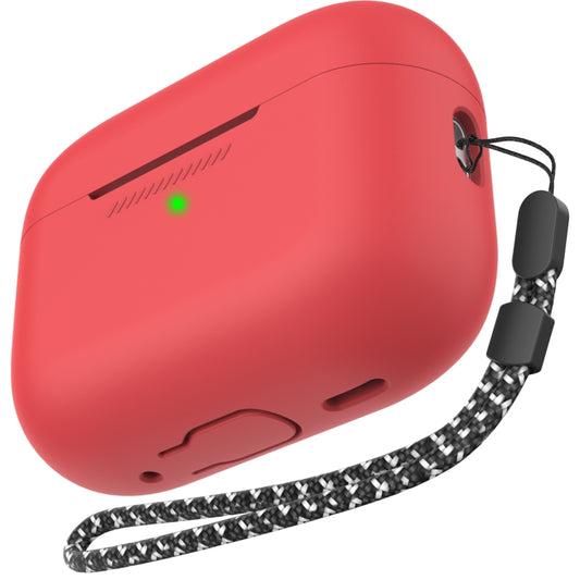 For AirPods Pro 2 AhaStyle PT187 Silicone One-Piece Protective Case With Lanyard Case(Red) - For AirPods Pro 2 by AhaStyle | Online Shopping South Africa | PMC Jewellery | Buy Now Pay Later Mobicred