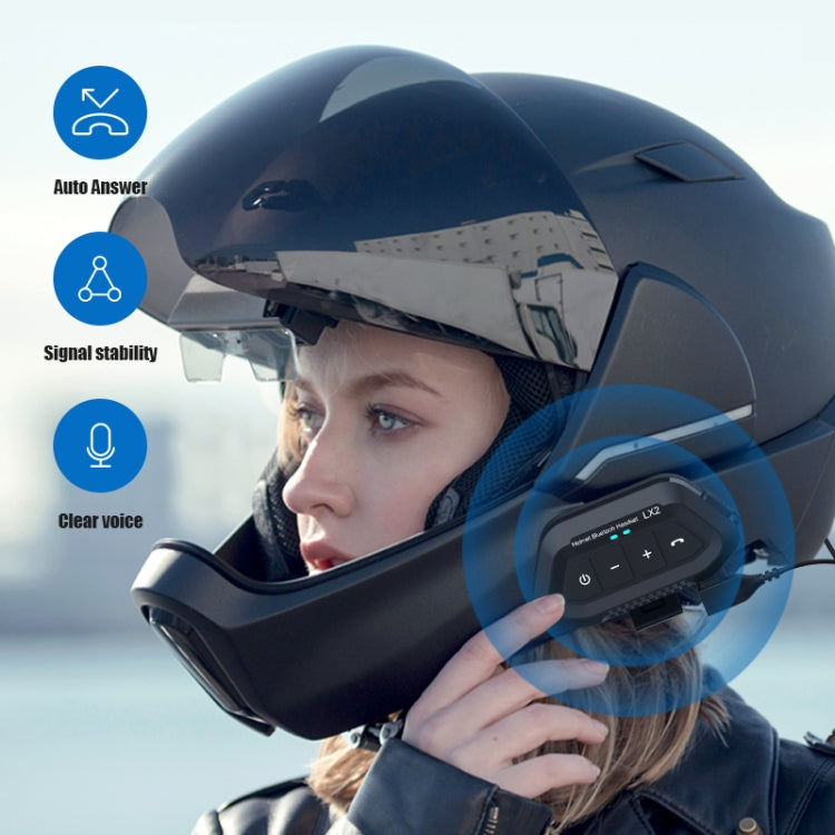 LX2 Motorcycle Helmet Bluetooth Earphone Waterproof Noise Canceling Motorcycle Headphones(Black) - Motorcycle Walkie Talkie by PMC Jewellery | Online Shopping South Africa | PMC Jewellery
