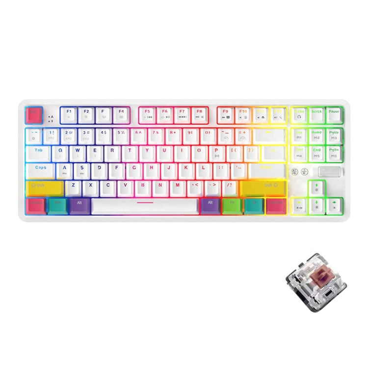 Ajazz K870T 87-Key RGB Office Game Phone Tablet Bluetooth/Wired Dual-Mode Mechanical Keyboard Tea Shaft (White) - Wired Keyboard by Ajazz | Online Shopping South Africa | PMC Jewellery | Buy Now Pay Later Mobicred