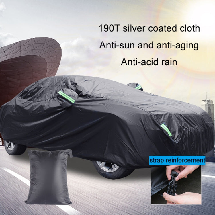 190T Silver Coated Cloth Car Rain Sun Protection Car Cover with Reflective Strip, Size: Y-XL - PE Material by PMC Jewellery | Online Shopping South Africa | PMC Jewellery | Buy Now Pay Later Mobicred