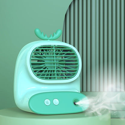 CS1319 Desktop Small Hydrating Spray Cartoon Fan Rechargeable Silent Humidifying Fan(Deer Blue) - Electric Fans by PMC Jewellery | Online Shopping South Africa | PMC Jewellery | Buy Now Pay Later Mobicred