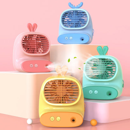 CS1319 Desktop Small Hydrating Spray Cartoon Fan Rechargeable Silent Humidifying Fan(Deer Blue) - Electric Fans by PMC Jewellery | Online Shopping South Africa | PMC Jewellery | Buy Now Pay Later Mobicred