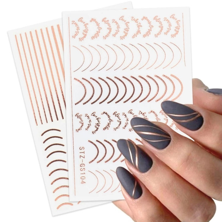 Gold Silver Manicure Stickers Imitation Metal Line Adhesive Nail Stickers(Stz-GS011 Rose Gold) - Nail Stickers by PMC Jewellery | Online Shopping South Africa | PMC Jewellery | Buy Now Pay Later Mobicred