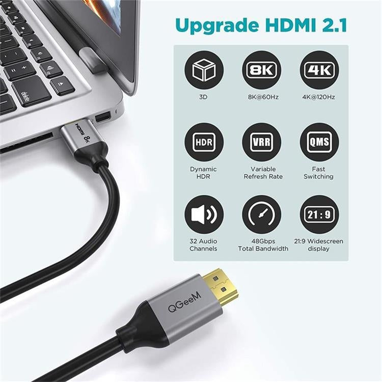 QGeeM QG-AV17 HDMI To HDMI Connection Cable Support 8K&60Hz 1.8m Length - Cable by QGeeM | Online Shopping South Africa | PMC Jewellery | Buy Now Pay Later Mobicred