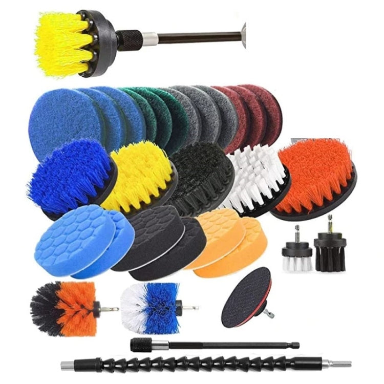 31pcs/set Electric Drill Brush Kitchen Bathroom Wall Cleaning Set(Yellow) - Sponges, Cloths & Brushes by PMC Jewellery | Online Shopping South Africa | PMC Jewellery | Buy Now Pay Later Mobicred