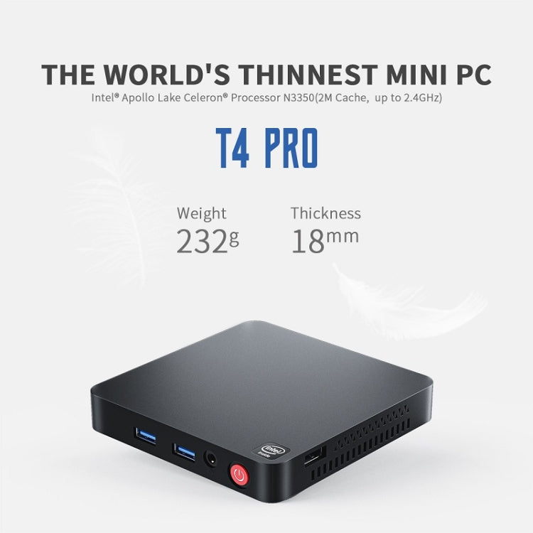 T4PRO 4G+64G N3350 Dual HDMI Output Mini Computer Host(EU Plug) - Computer Cases & Towers by PMC Jewellery | Online Shopping South Africa | PMC Jewellery