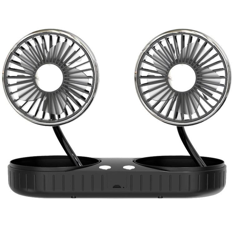 F304 Double-head Hose Built-in Lithium Battery USB Car Fan, Color: Black Silver - Heating & Fans by PMC TechLife | Online Shopping South Africa | PMC TechLife | Buy Now Pay Later Mobicred