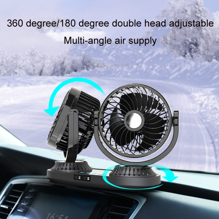F623 12V/24V Vehicle Electric Oscillating Head Rotatable Double Head Fan (Basic) - Heating & Fans by PMC TechLife | Online Shopping South Africa | PMC TechLife | Buy Now Pay Later Mobicred