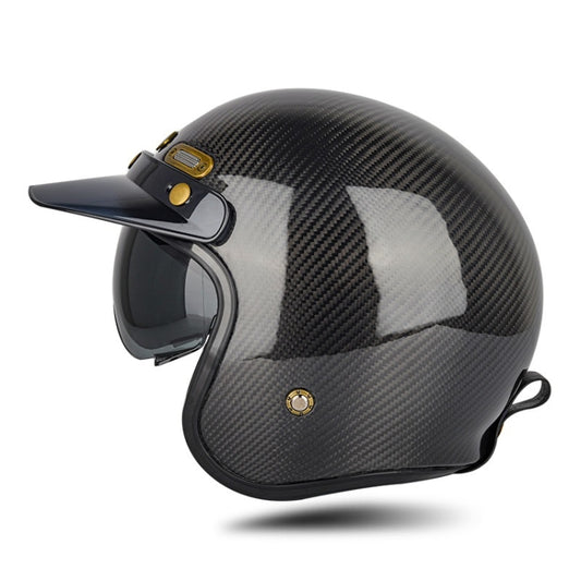 SOMAN Motorcycle Four Seasons Carbon Fiber Half Helmet, Color: Bright Carbon Fiber(L) - Helmets by SOMAN | Online Shopping South Africa | PMC Jewellery | Buy Now Pay Later Mobicred