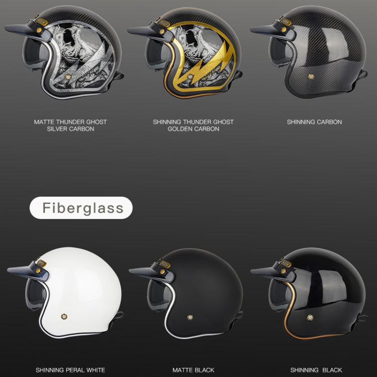 SOMAN Motorcycle Four Seasons Carbon Fiber Half Helmet, Color: Carbon Fiber Gold Lightning(XL) - Helmets by SOMAN | Online Shopping South Africa | PMC Jewellery | Buy Now Pay Later Mobicred