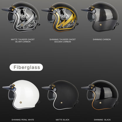 SOMAN Motorcycle Four Seasons Carbon Fiber Half Helmet, Color: Bright Carbon Fiber(L) - Helmets by SOMAN | Online Shopping South Africa | PMC Jewellery | Buy Now Pay Later Mobicred