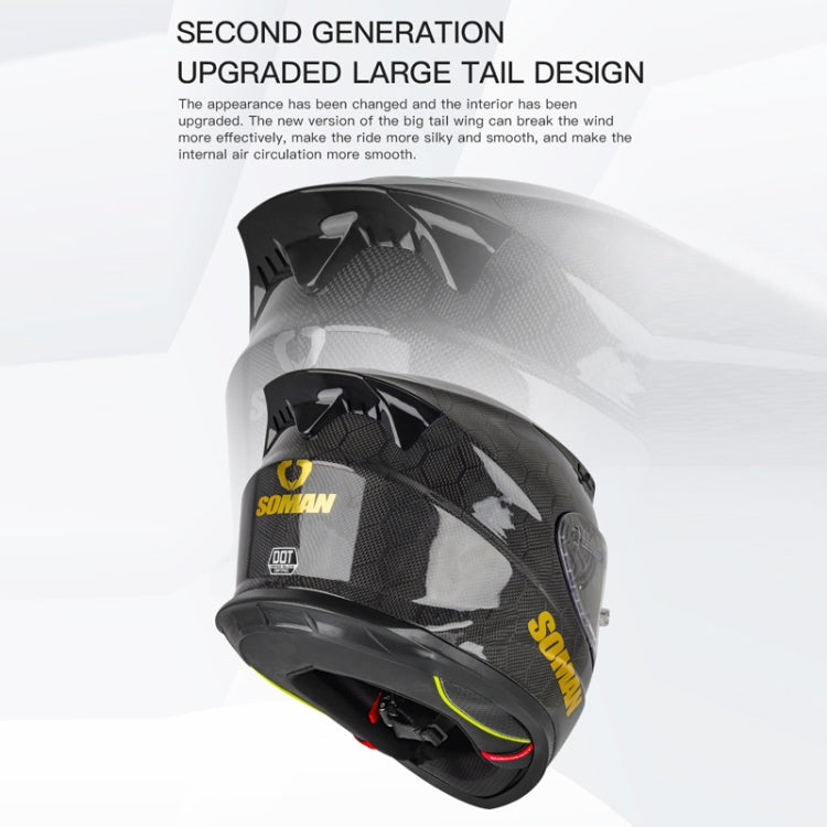 SOMAN Motorcycle Carbon Fiber Double Lens Thermal Safety Helmet, Size: XL(Snake Carbon Fiber) - Helmets by SOMAN | Online Shopping South Africa | PMC Jewellery | Buy Now Pay Later Mobicred