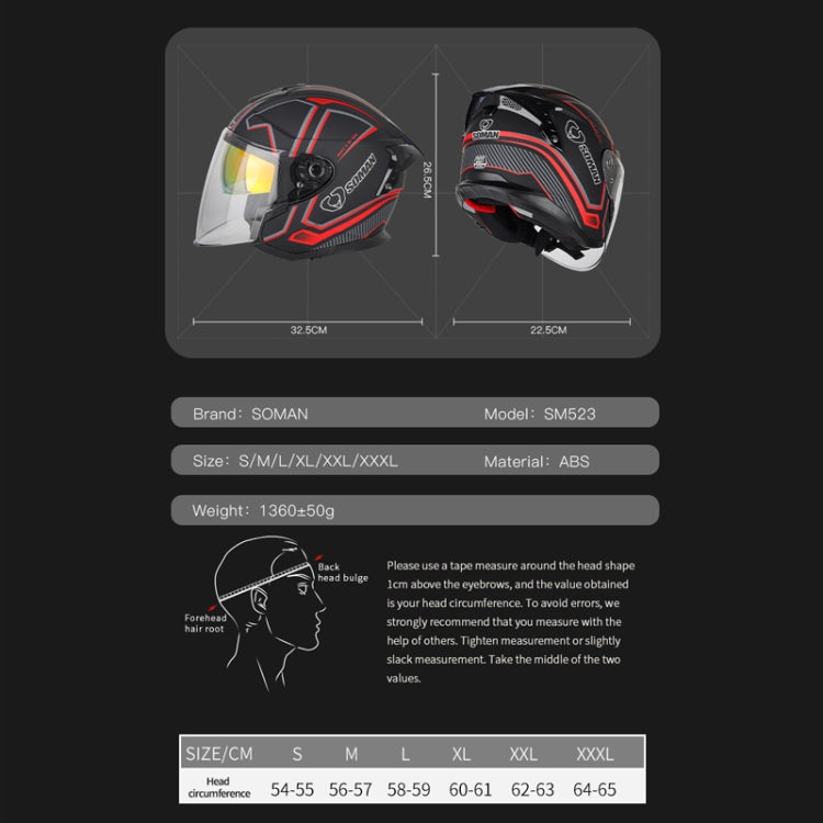 SOMAN Motorcycle Electric Bicycle Dual Lens Riding Helmet, Size: XXL(Pearl White) - Helmets by SOMAN | Online Shopping South Africa | PMC Jewellery | Buy Now Pay Later Mobicred