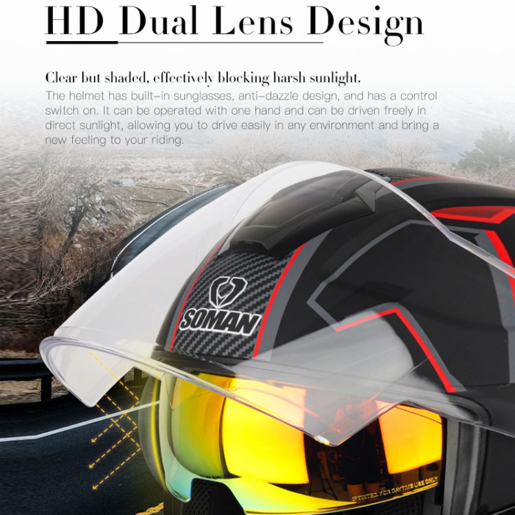 SOMAN Motorcycle Electric Bicycle Dual Lens Riding Helmet, Size: XL(Matte Black) - free shipping - PMC TechLife - Order now!