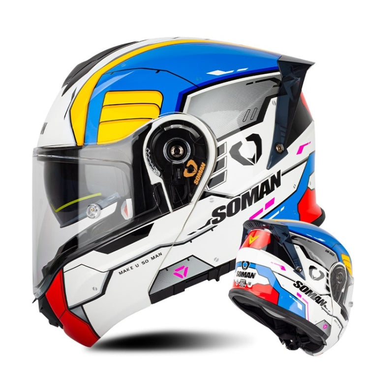 SOMAN Racing Motorcycle Double Lens Riding Safety Helmet, Size: XL(Mobile Suit) - Helmets by SOMAN | Online Shopping South Africa | PMC Jewellery | Buy Now Pay Later Mobicred