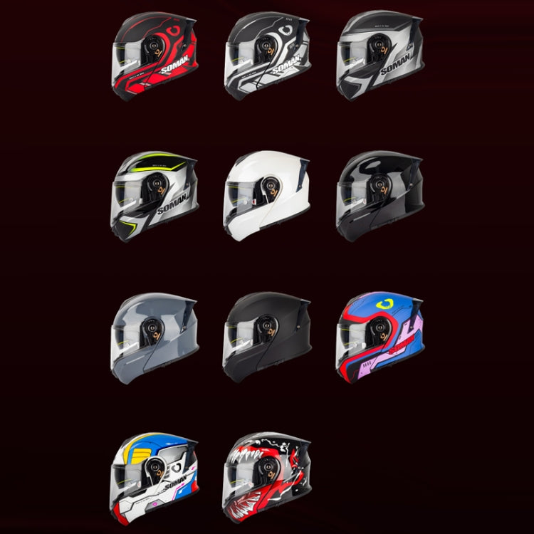 SOMAN Racing Motorcycle Double Lens Riding Safety Helmet, Size: L(Pearl White) - free shipping - PMC TechLife - Order now!