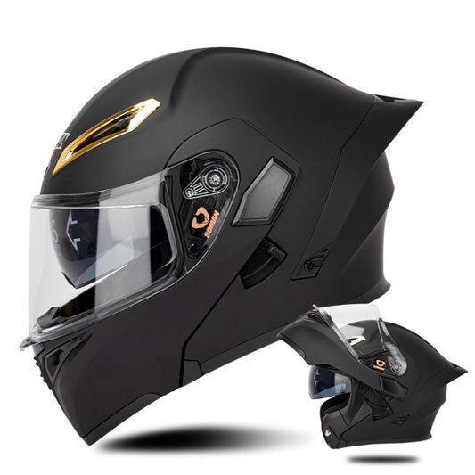 SOMAN Motorcycle Dual Lens Riding Peel-Off Full Coverage Helmet, Size: L(Matt Black) - Helmets by SOMAN | Online Shopping South Africa | PMC Jewellery | Buy Now Pay Later Mobicred