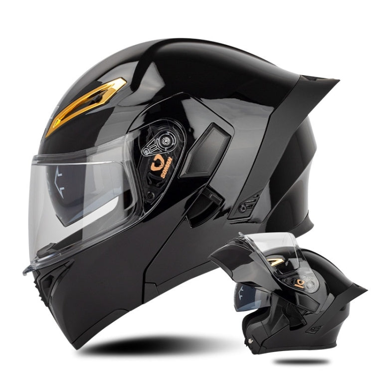SOMAN Motorcycle Dual Lens Riding Peel-Off Full Coverage Helmet, Size: XXL(Bright Black) - Helmets by SOMAN | Online Shopping South Africa | PMC TechLife | Buy Now Pay Later Mobicred