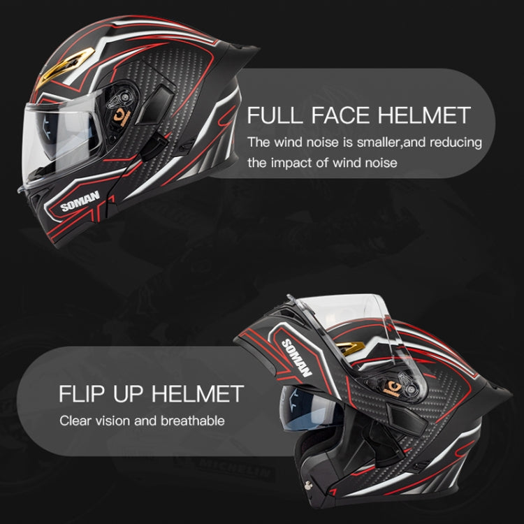 SOMAN Motorcycle Dual Lens Riding Peel-Off Full Coverage Helmet, Size: S(Matt Black) - free shipping - PMC TechLife - Order now!