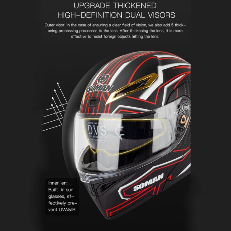 SOMAN Motorcycle Dual Lens Riding Peel-Off Full Coverage Helmet, Size: L(Sapphire Vision) - Helmets by SOMAN | Online Shopping South Africa | PMC Jewellery | Buy Now Pay Later Mobicred