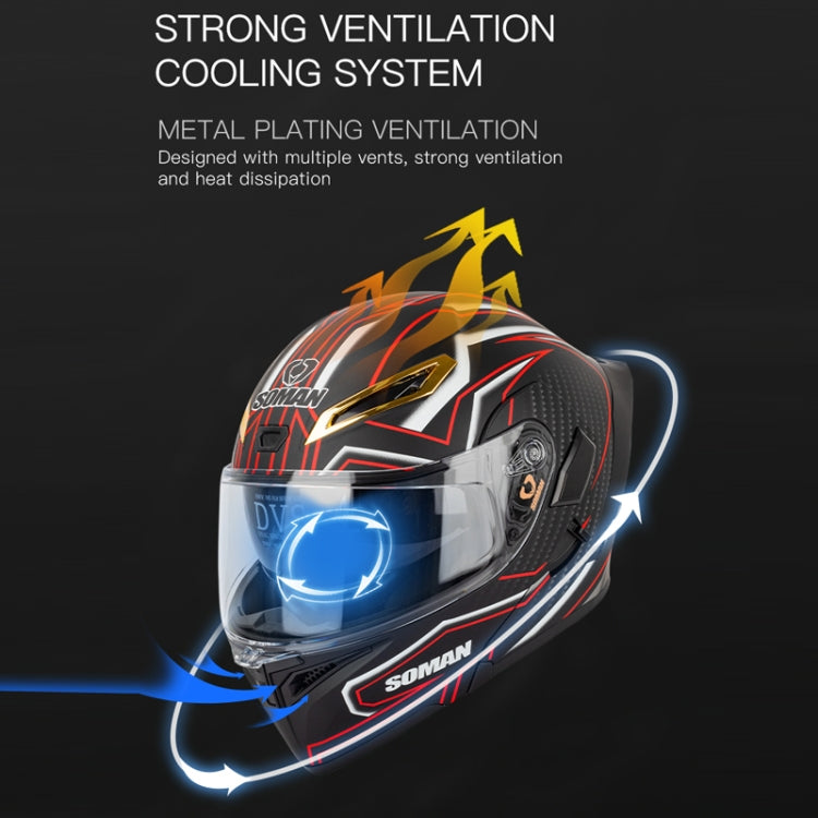 SOMAN Motorcycle Dual Lens Riding Peel-Off Full Coverage Helmet, Size: XL(Matt Black Blue) - free shipping - PMC TechLife - Order now!