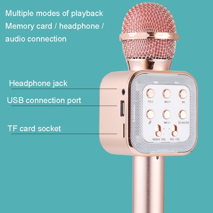 WS-1818 LED Light Flashing Microphone Self-contained Audio Bluetooth Wireless Microphone(Rose Gold) - Microphone by PMC Jewellery | Online Shopping South Africa | PMC Jewellery | Buy Now Pay Later Mobicred