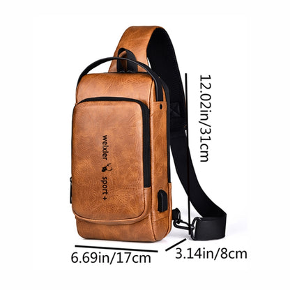 WEIXIER X318 Single Shoulder Crossbody Male Waterproof Anti-Theft Small Backpack(Light Brown) - Single-shoulder Bags by WEIXIER | Online Shopping South Africa | PMC Jewellery