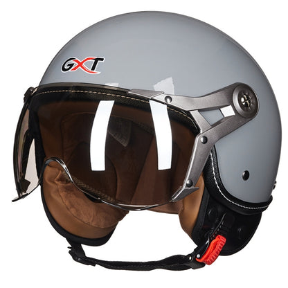 GXT Electric Vehicle Half Cover Helmet Four Seasons Retro Helmet, Size: M(Cement Gray) - Helmets by GXT | Online Shopping South Africa | PMC Jewellery | Buy Now Pay Later Mobicred